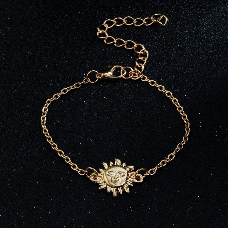 4 pcs/set Tibetan jewelry boho style gold color chain leaf sunflower pattern bracelets set for party