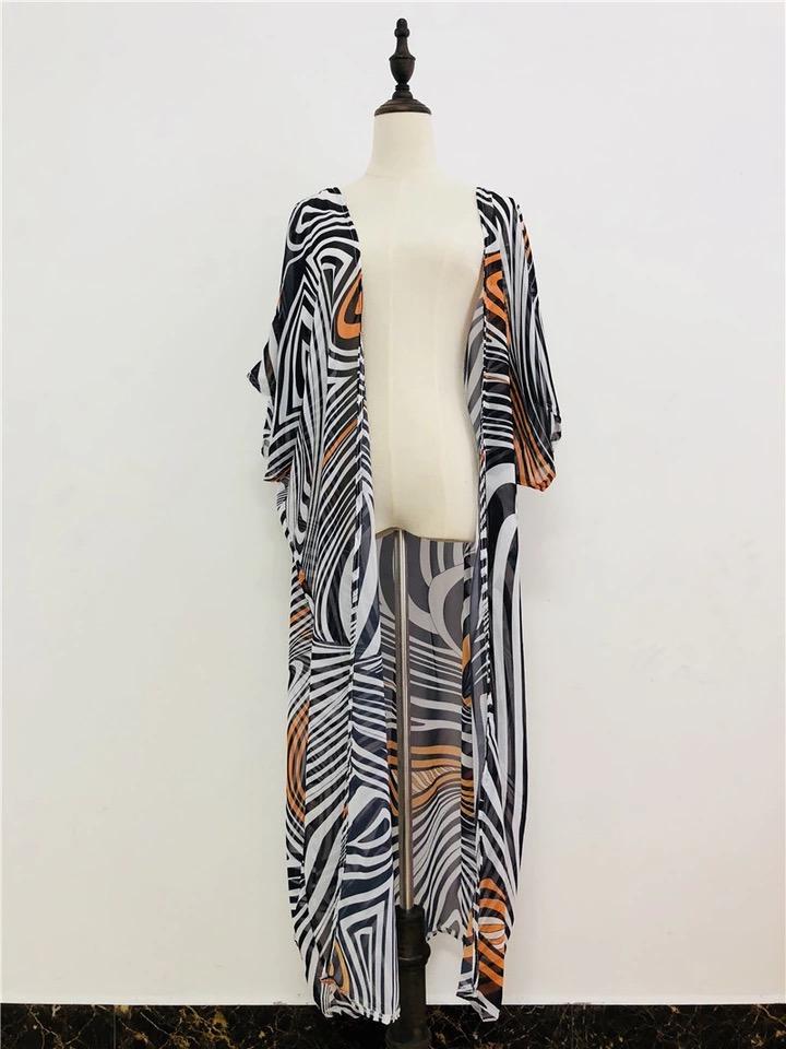 Zebra-print Chiffon Loose Beach Sunscreen Cardigan