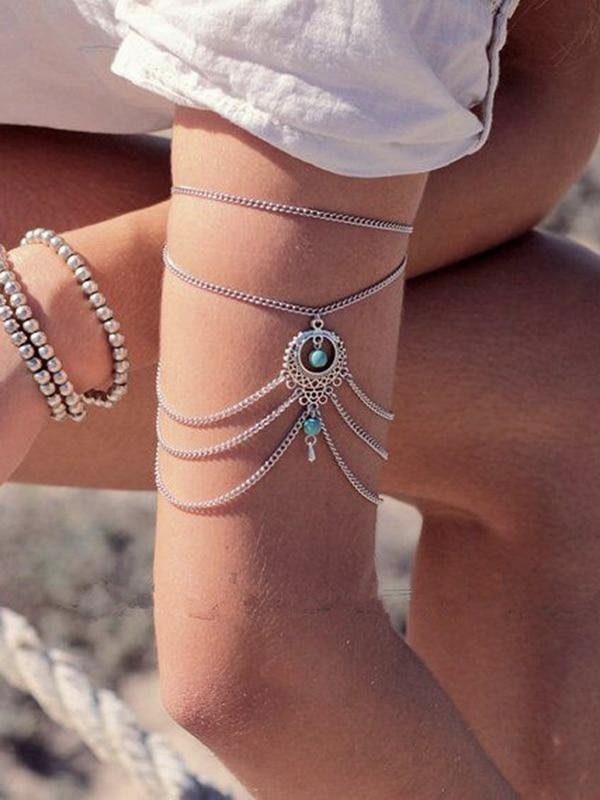 Summer Barefoot chain Beach Anklets Hollow Out Water Droplet Shape Multi-storey Foot Fashion Jewelry