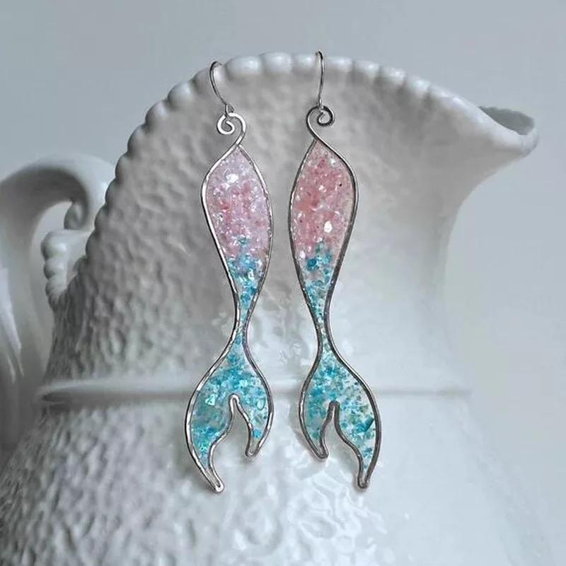 Shinning Mermaid Fish Tale Long Earring