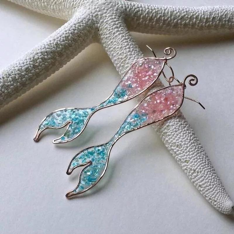 Shinning Mermaid Fish Tale Long Earring