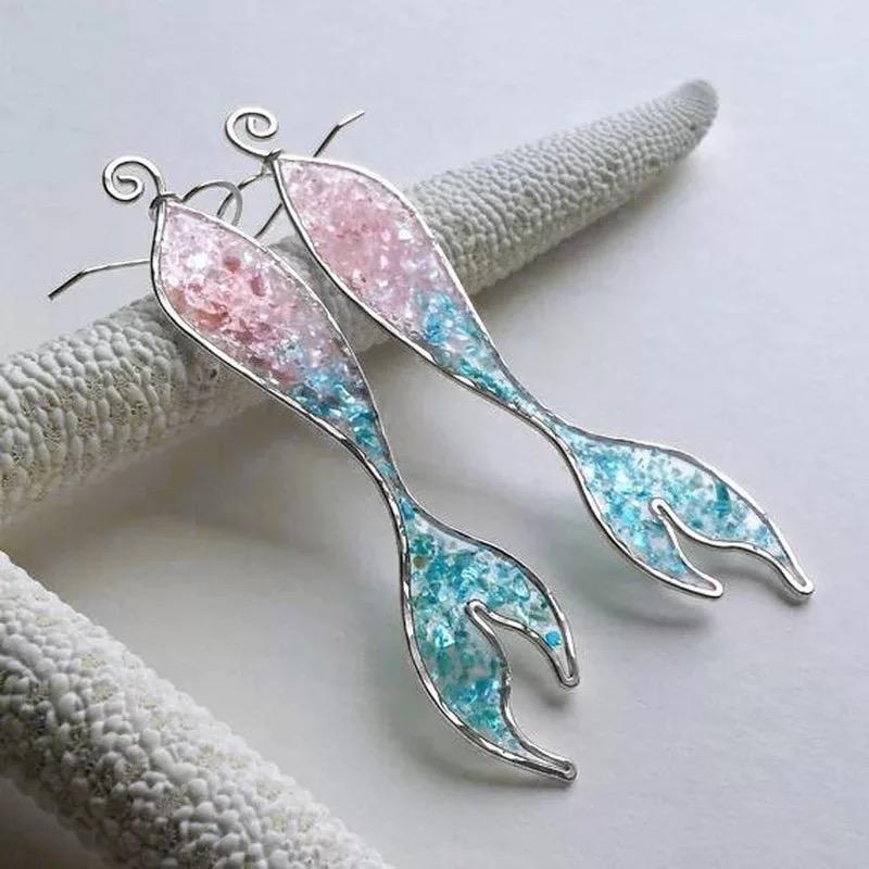 Shinning Mermaid Fish Tale Long Earring