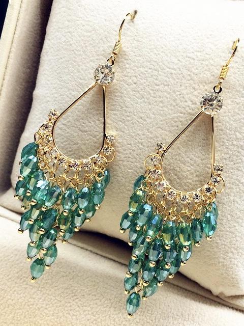 Mystic Water Drops Tassel Shinning Earrings