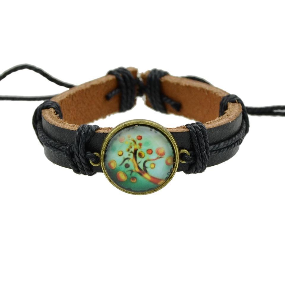 Tree of life 5 type PU leather bohemia style bracelet