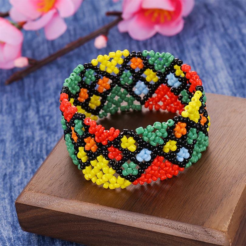 Bohemian Colotful Tiny Beads Bracelets For Women Beach Holiday Jewelry Handmade Adjustable Ethnic Bracelet