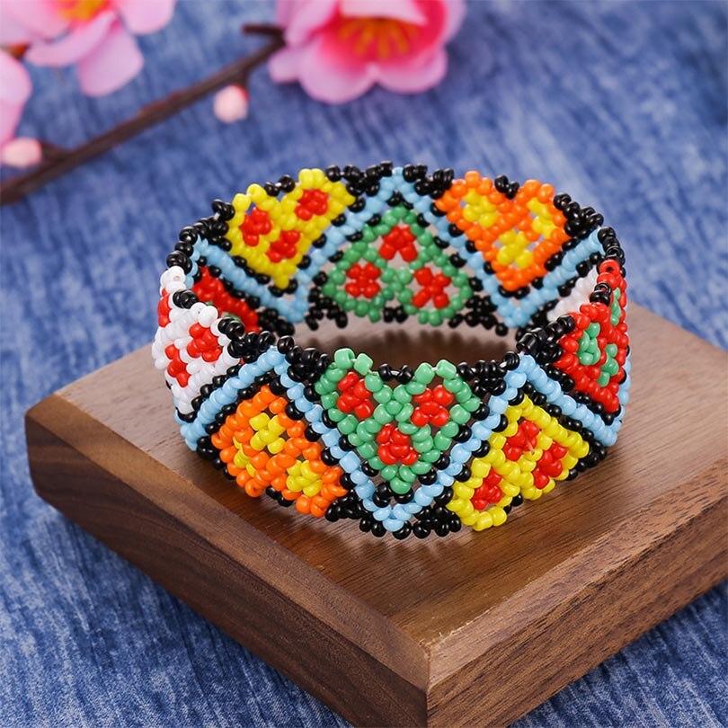 Bohemian Colotful Tiny Beads Bracelets For Women Beach Holiday Jewelry Handmade Adjustable Ethnic Bracelet