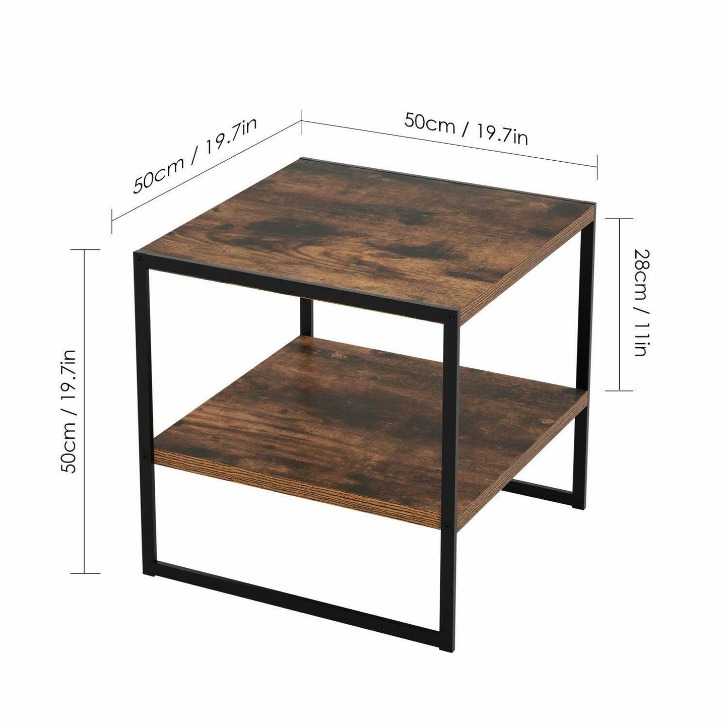 Industrial Bedside Table Corner Desk Rustic Coffee Table with Storage Cabinet Vintage Metal Side End Table Unit Indoor Furniture