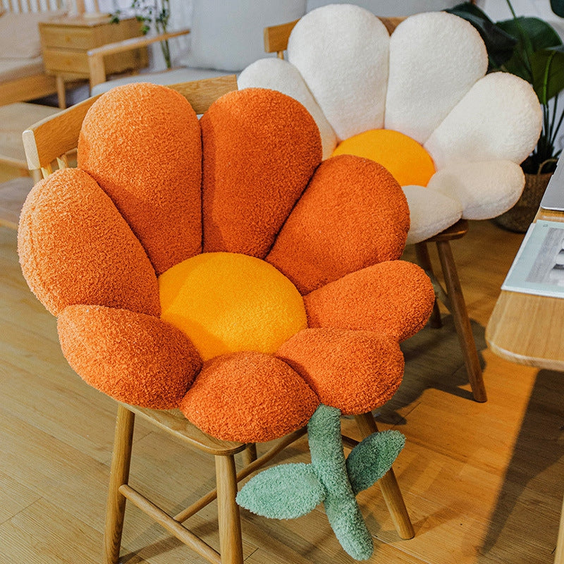 Flower Pillow Office Chair Lumbar Back Cushion Cute Plush Sofa Throw Pillows Soft Elastic Decor Cushions Winter Oreiller