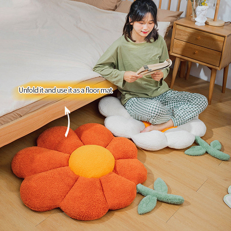 Flower Pillow Office Chair Lumbar Back Cushion Cute Plush Sofa Throw Pillows Soft Elastic Decor Cushions Winter Oreiller