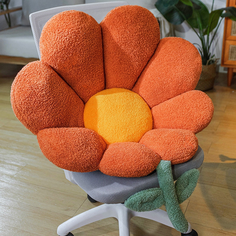 Flower Pillow Office Chair Lumbar Back Cushion Cute Plush Sofa Throw Pillows Soft Elastic Decor Cushions Winter Oreiller