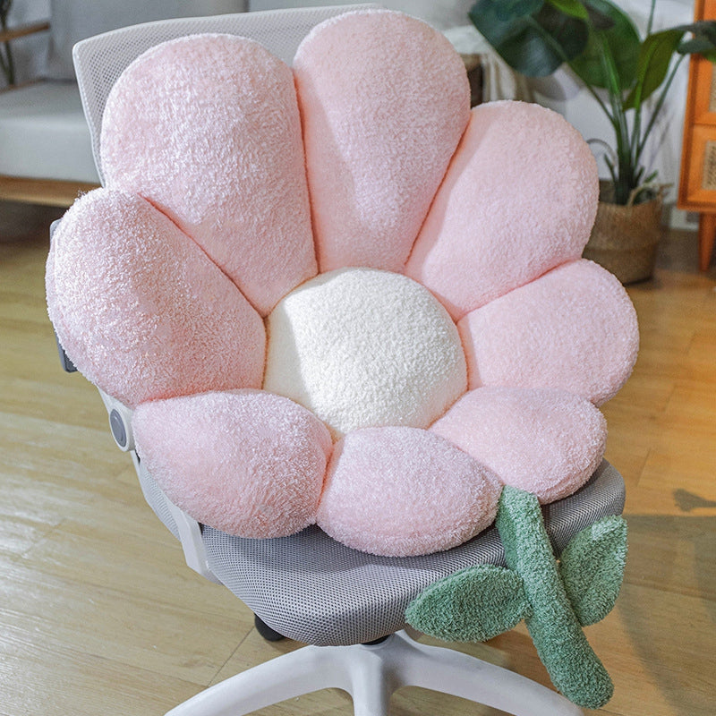 Flower Pillow Office Chair Lumbar Back Cushion Cute Plush Sofa Throw Pillows Soft Elastic Decor Cushions Winter Oreiller