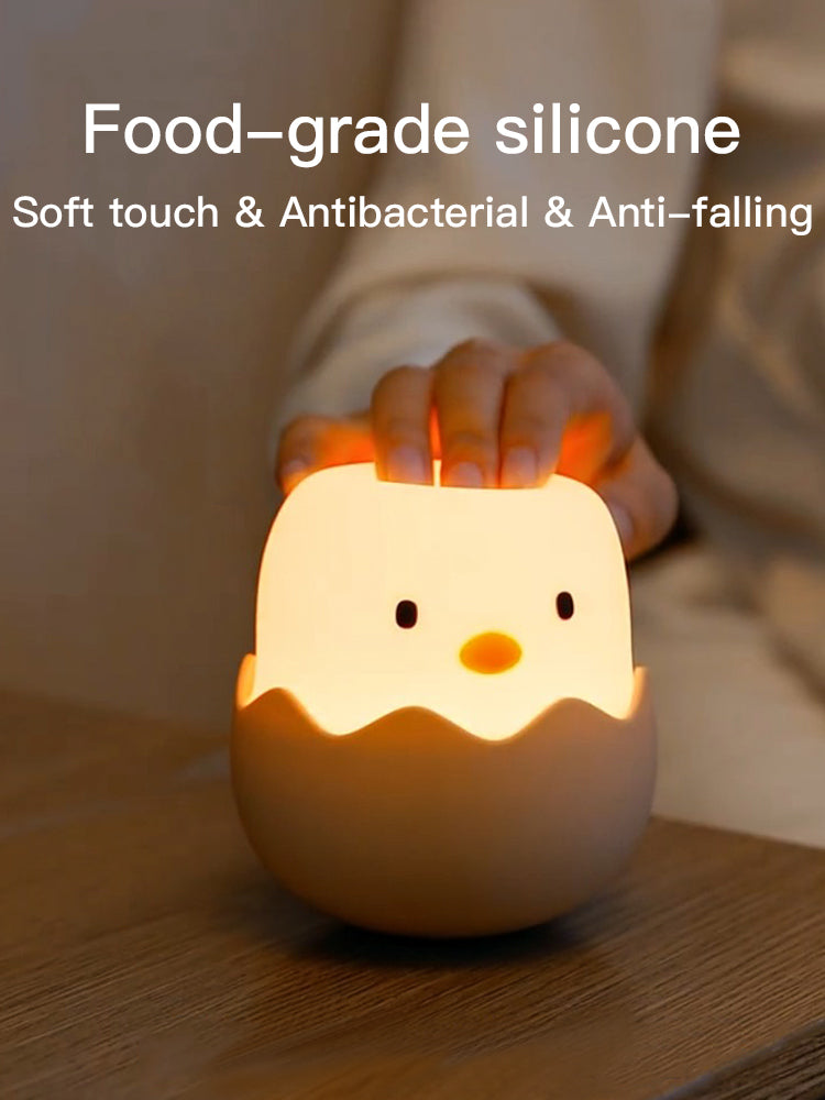 Led Children Night Light For Kids Soft Silicone USB Rechargeable Bedroom Decor Gift Animal Chick Touch Night Lamp