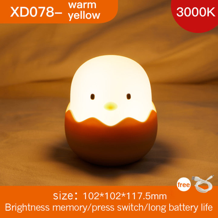 Led Children Night Light For Kids Soft Silicone USB Rechargeable Bedroom Decor Gift Animal Chick Touch Night Lamp