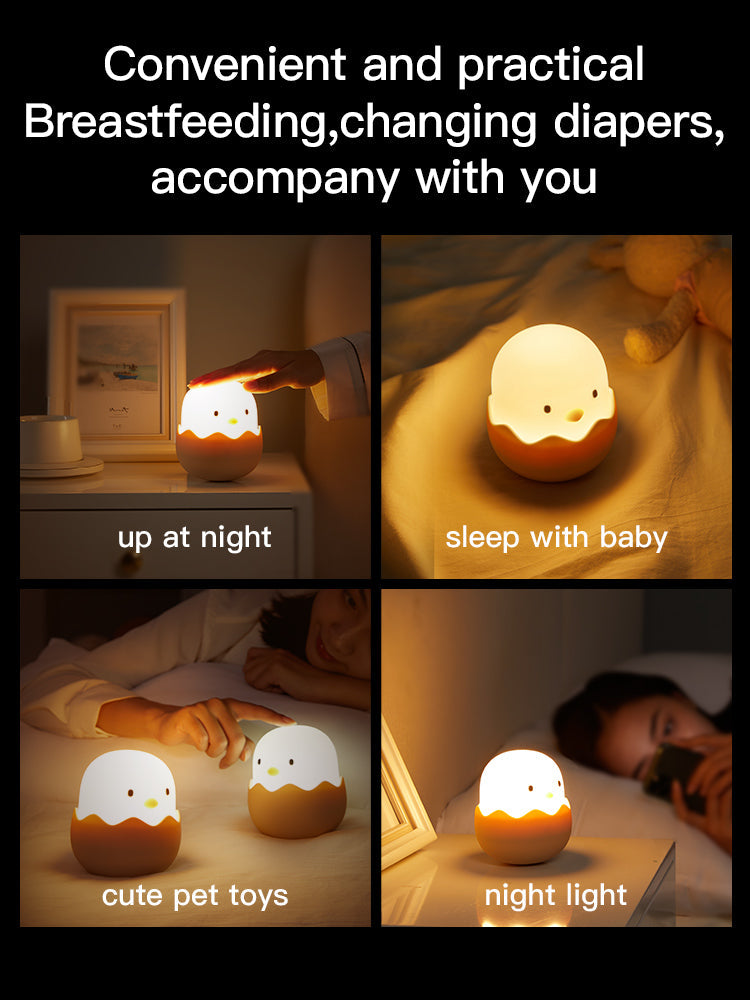 Led Children Night Light For Kids Soft Silicone USB Rechargeable Bedroom Decor Gift Animal Chick Touch Night Lamp