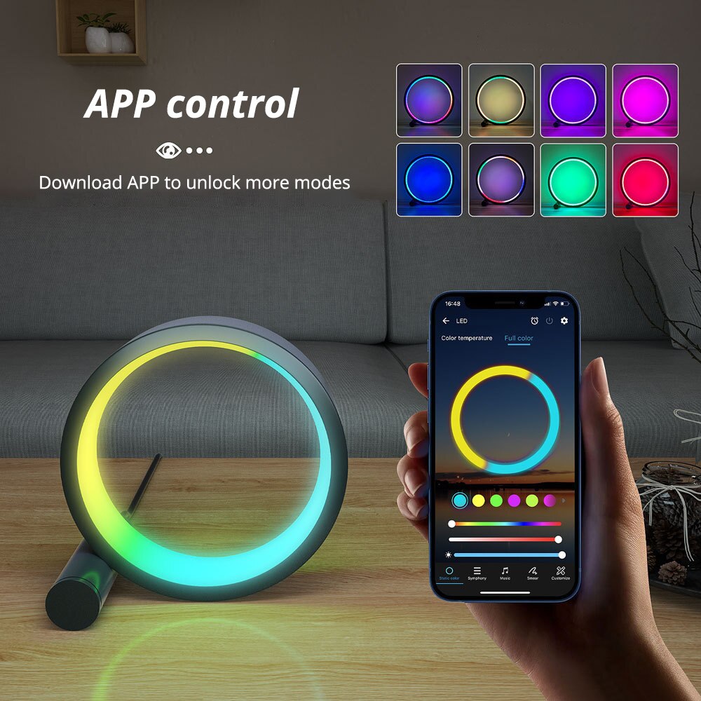 Led Night Light RGB Desk Lamp APP Music Rhythm Atmosphere Light Remote Control Dimming Game Desktop Bedroom Bar Live Broadcast