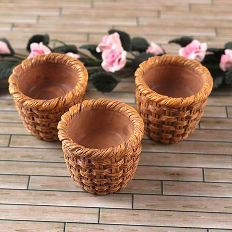 Mini 1/12 Cute Dollhouse Rattan Frame Hand-woven Vegetable Food Storage Basket Dolls Miniature For Dollhouse Decals