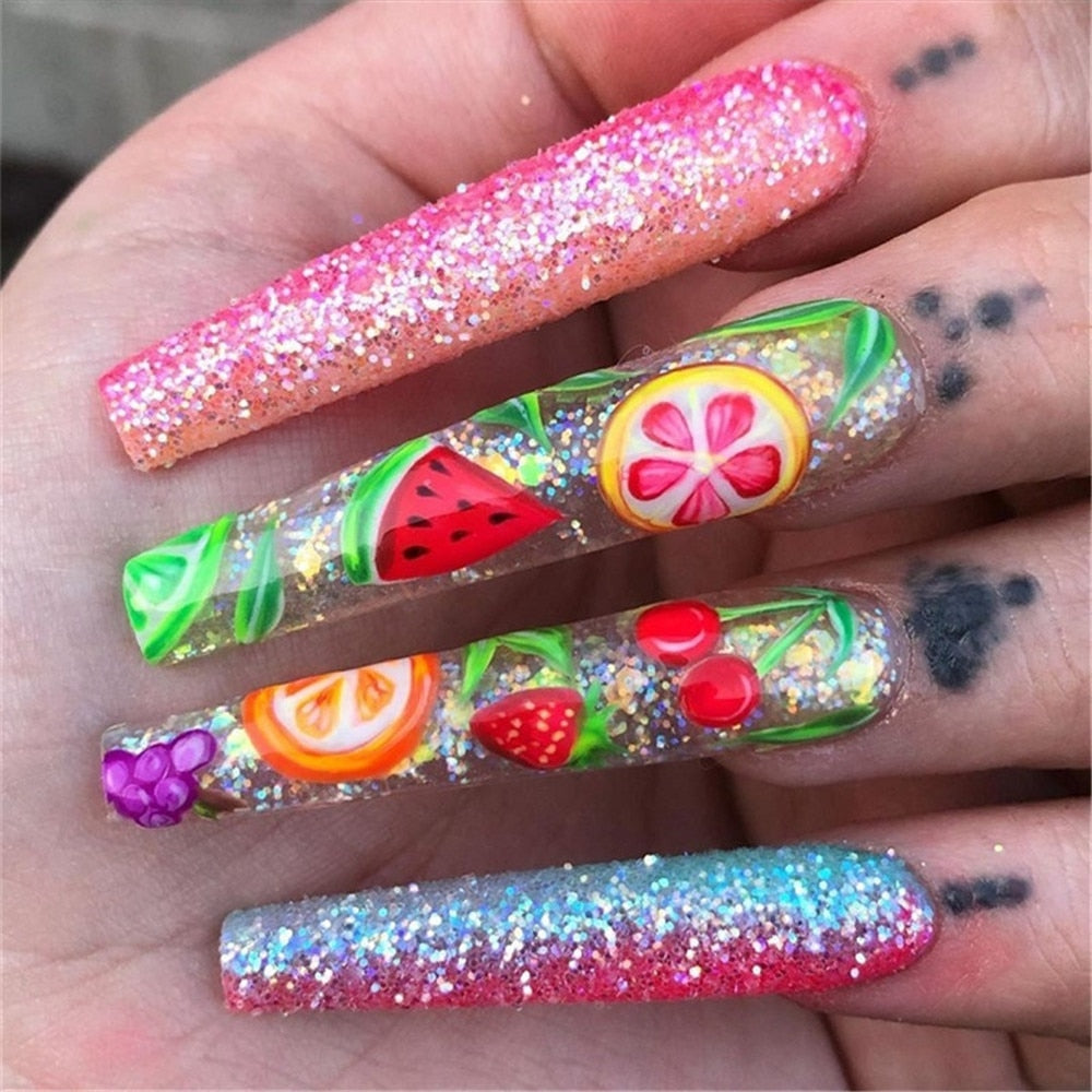 Mixed 3D Fruit Slices Sticker Polymer Clay DIY Designs Slice Lemon Nail Art Sliders Nails Art Decors Women Nail Tips Manicure