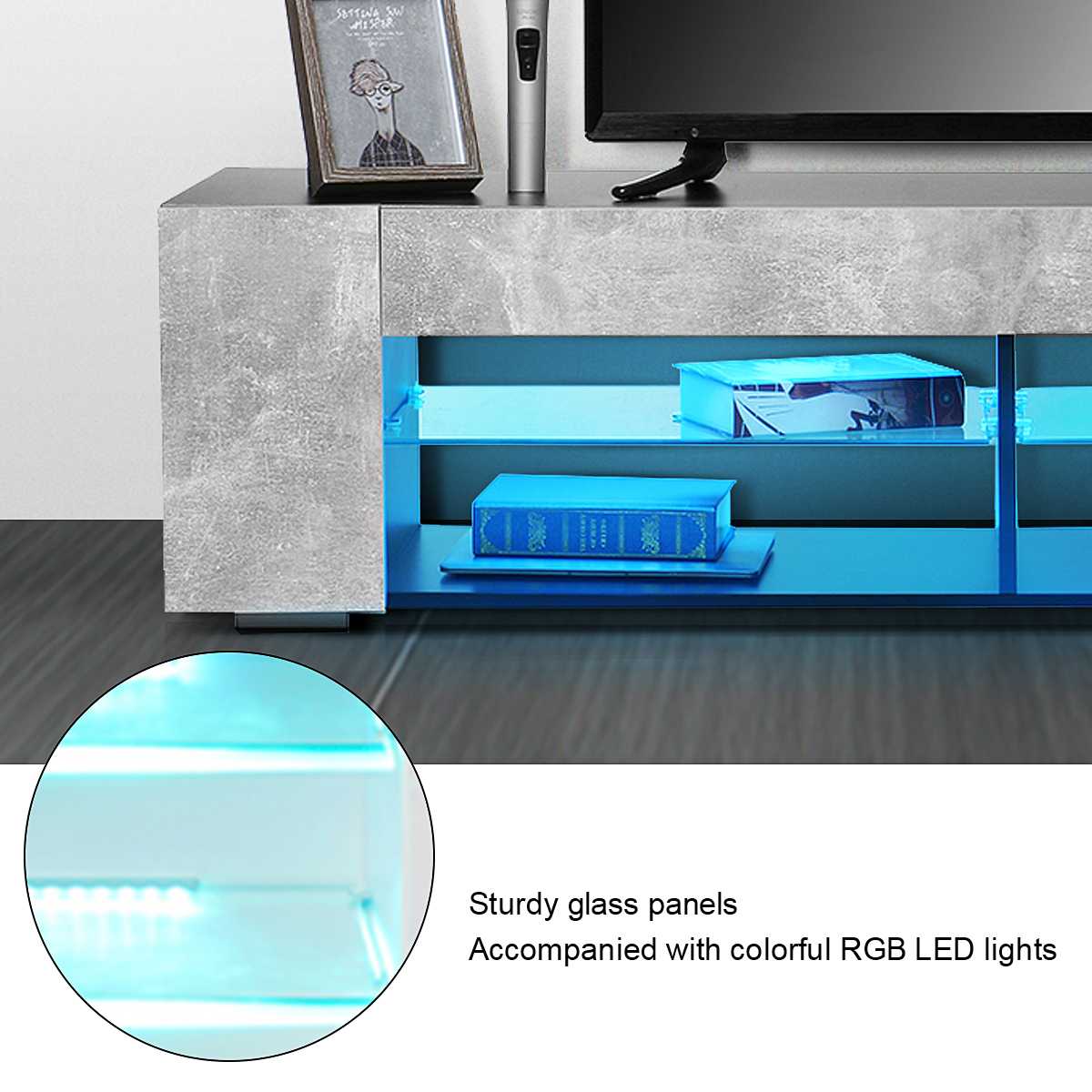 Modern RGB LED TV Stands With 2 Side Cabinet Storage Organizer Home Living Room Furniture Light Luxury TV Tables TV Unit Bracket