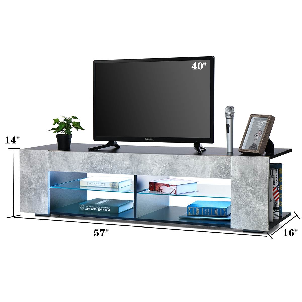 Modern RGB LED TV Stands With 2 Side Cabinet Storage Organizer Home Living Room Furniture Light Luxury TV Tables TV Unit Bracket