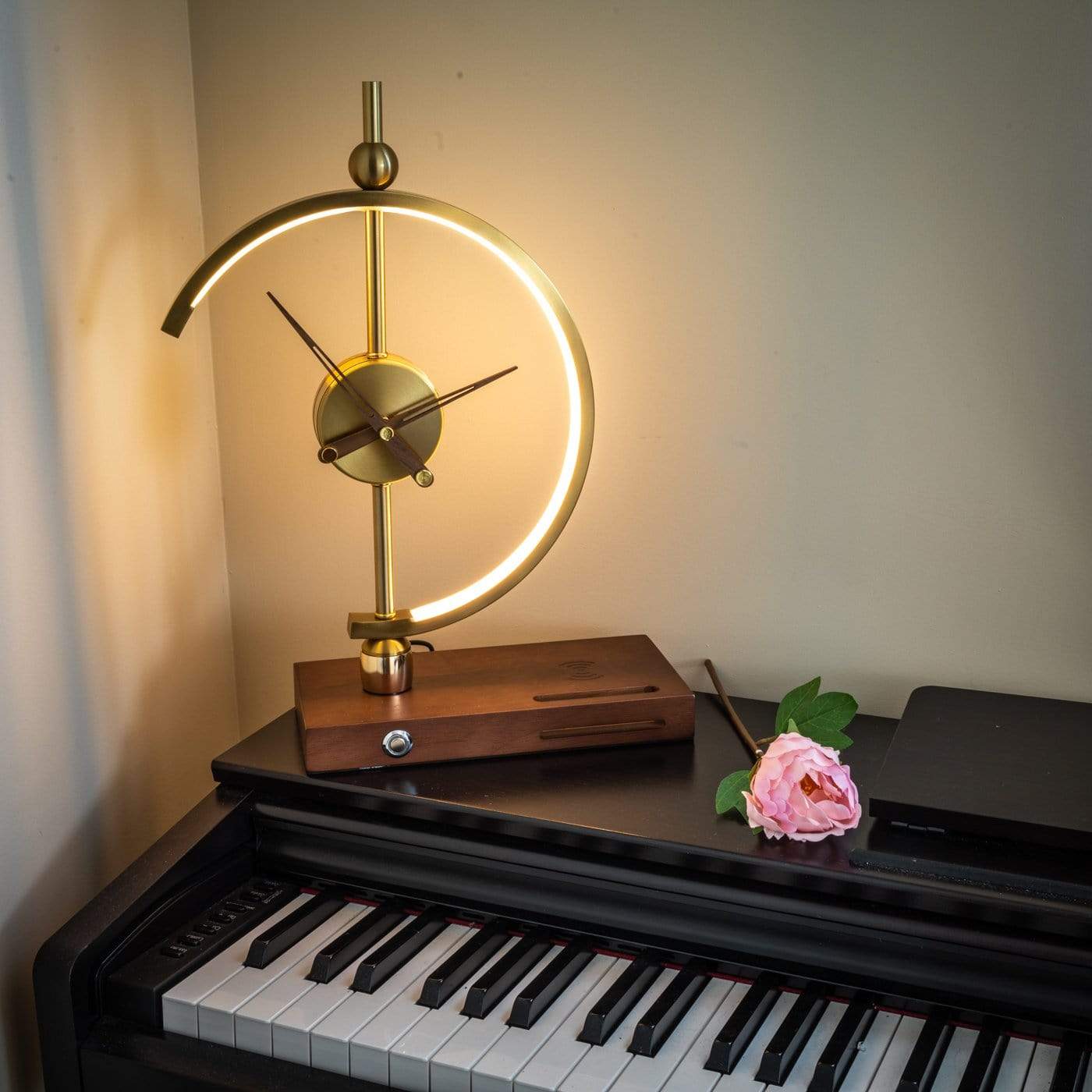 Creative clock lamp modern simple bedroom bedside light luxury decoration mobile phone intelligent wireless charging and storage lamp