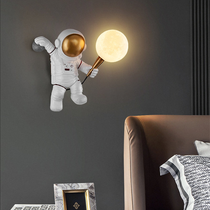 Nordic LED personality astronaut moon children's room wall lamp kitchen dining room bedroom study balcony aisle lamp decoration