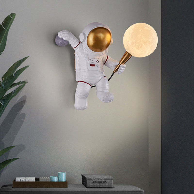 Nordic LED personality astronaut moon children's room wall lamp kitchen dining room bedroom study balcony aisle lamp decoration