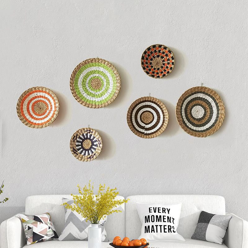 Nordic Simple Handmade Straw Wall Decoration Boho Woven Grass Straw Art for Nursery Baby Room Home Decoration Wall Hanging Decor