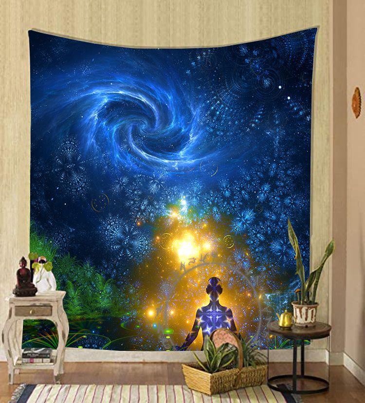 Nordic psychedelic hanging fabric background wall covering home decoration wall blanket tapestry bedroom wall hanging 95*73cm