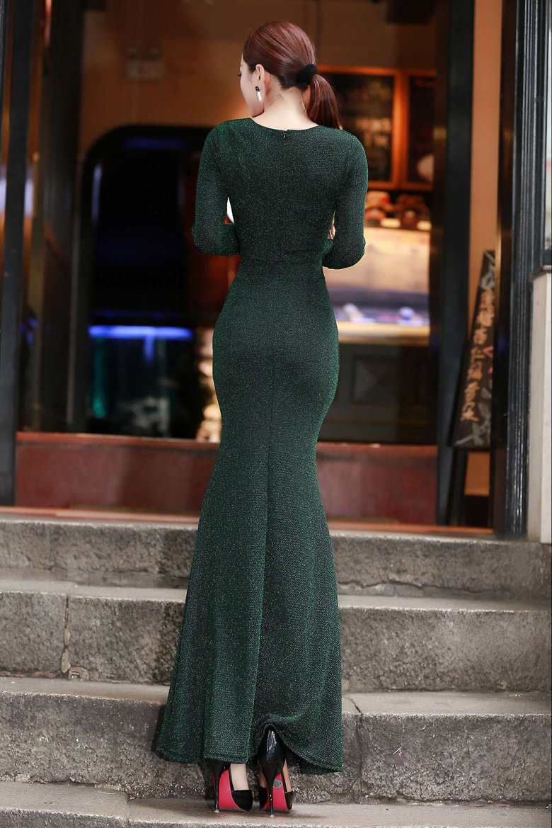 Autumn Lady Slim Bodycon Long Sleeve Maxi Dress