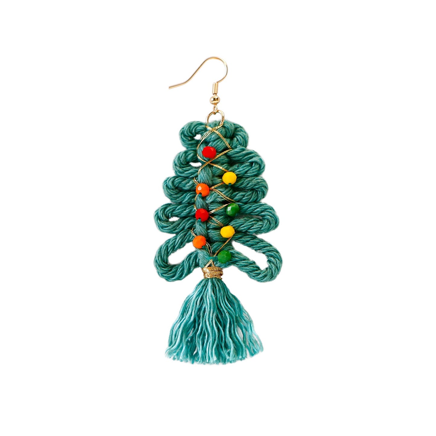 Christmas Earrings female creative cartoon christmas Bohemian tassel woven handmade earrings