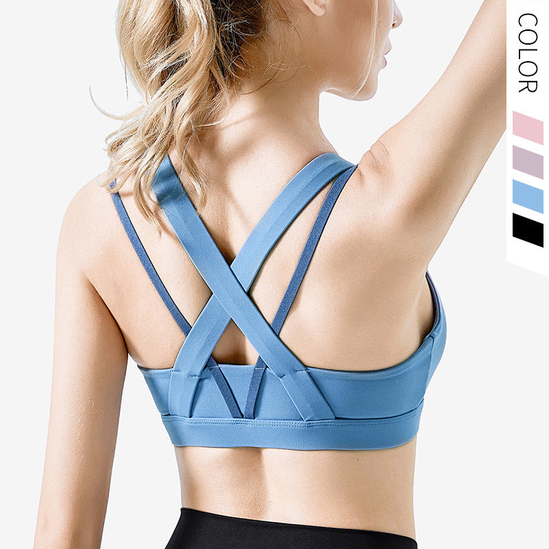 new nude sports underwear women wear beautiful back shockproof gathered running bra and quick dry Yoga vest