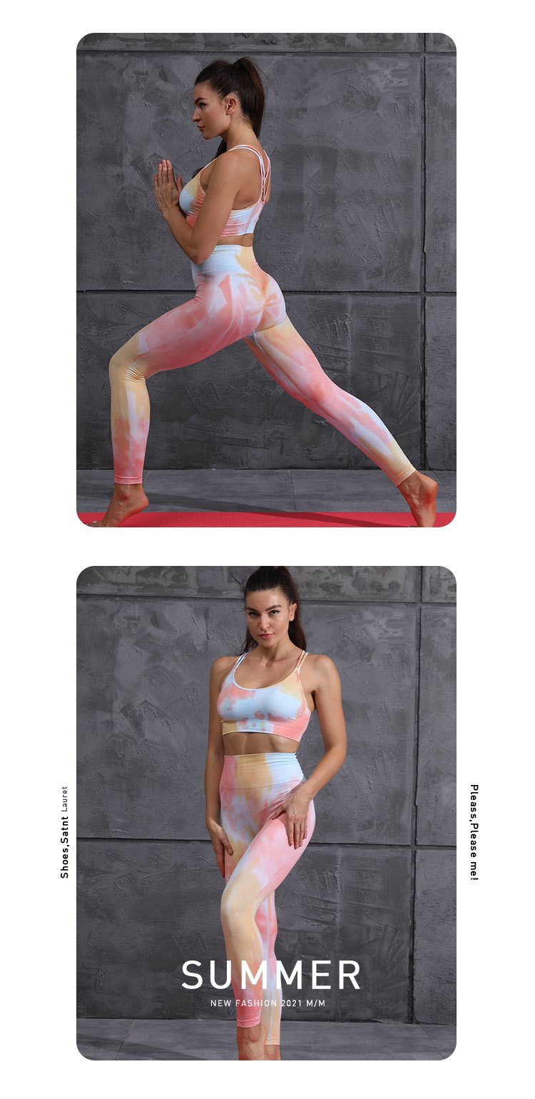 Tie-dye yoga sports suit women's spring and autumn lightweight fashion slim and quick-drying yoga clothes