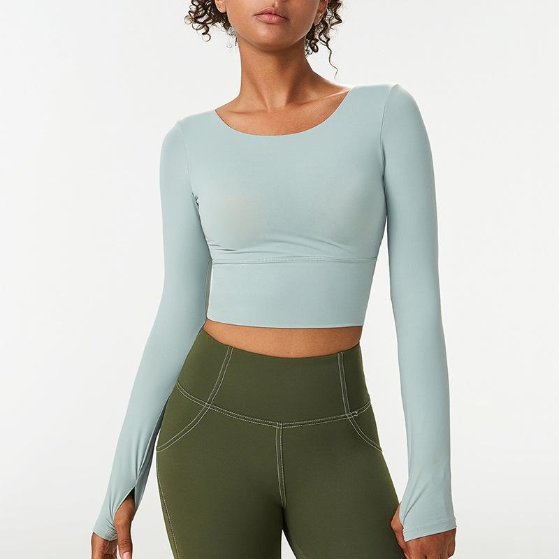 Autumn and winter seamless integrated yoga jacket with chest pad nude sports jacket yoga suit long sleeve