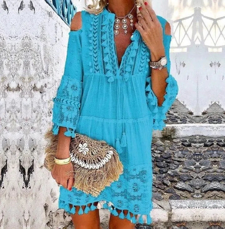 Spring and Summer New 7 Colors Boho Dress Ladies Fashion Sweet Lady Dress Plus Size S-5XL