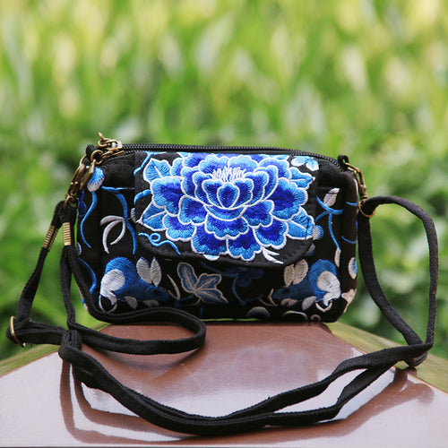 Tibetan Style Hand-embroidered Small Square Bag Casual Canvas Ladies Bag
