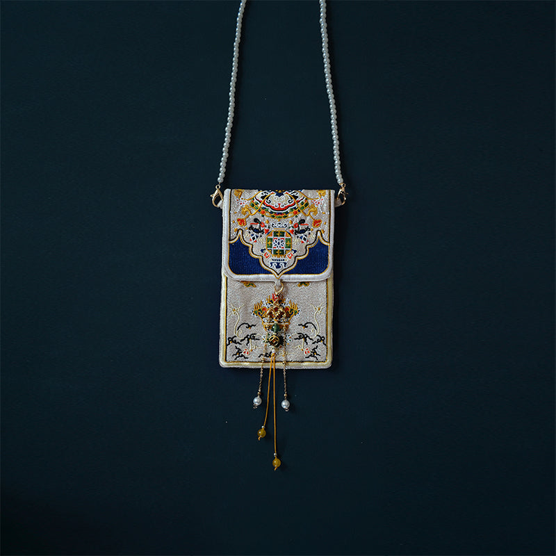 Original Tibetan Eight Treasures, Double Sided Embroidered Handheld Crossbody Bag, Antique Purse, Daily Versatile Bag