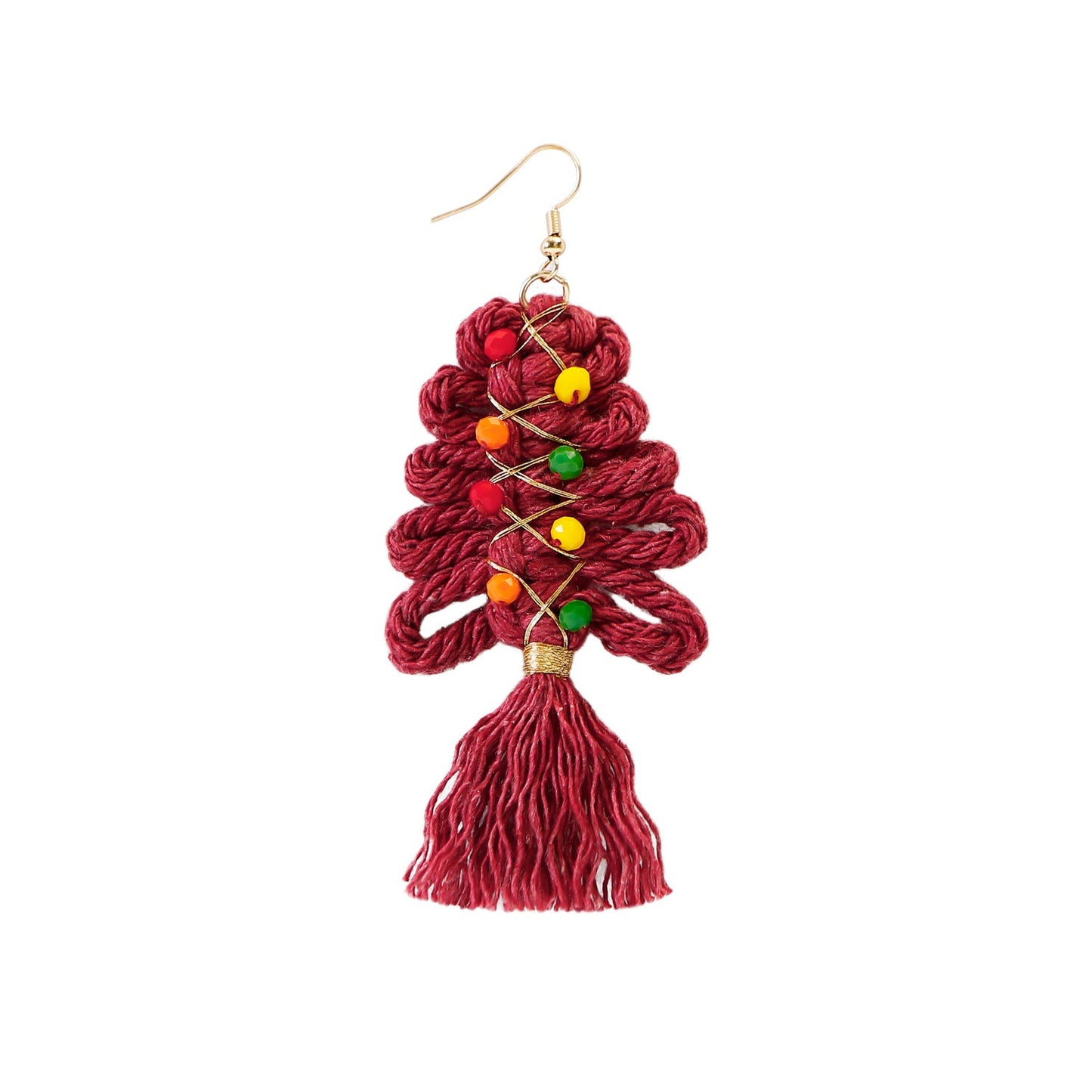 Christmas Earrings female creative cartoon christmas Bohemian tassel woven handmade earrings