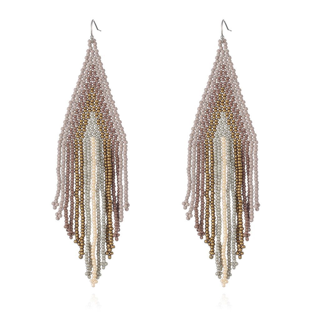 Bohemian exotic long tassel Rainbow Bead Earrings