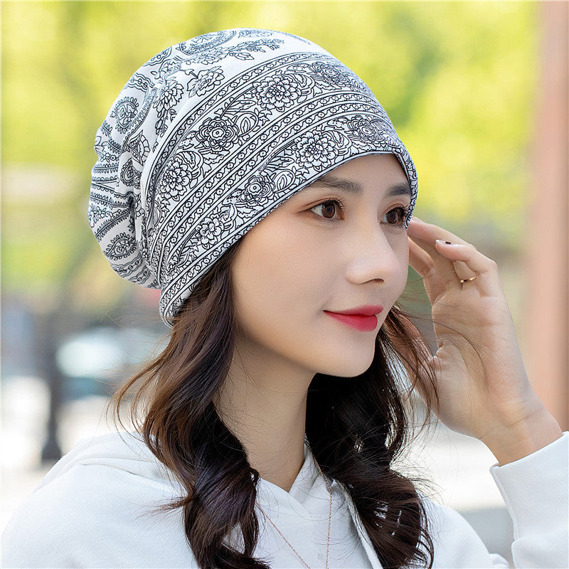 Pullover hat ethnic style bag head hat pile hat dual-purpose bib