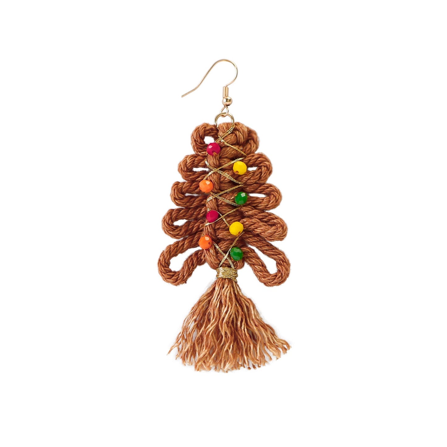 Christmas Earrings female creative cartoon christmas Bohemian tassel woven handmade earrings