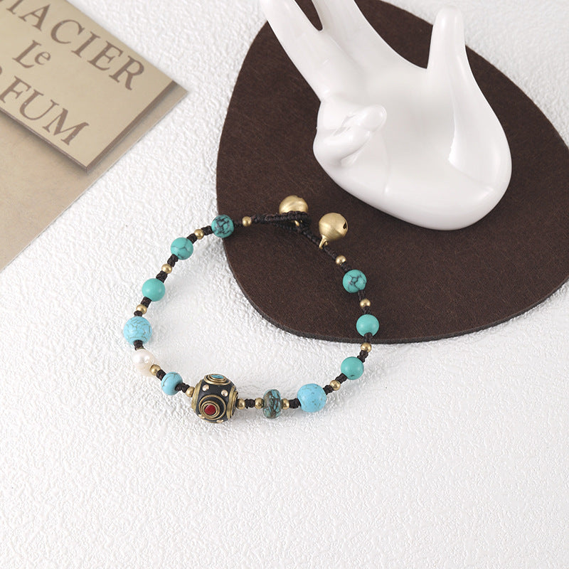 New national style jewelry Nepal beads turquoise bracelet retro fashion simple hand-woven bracelet