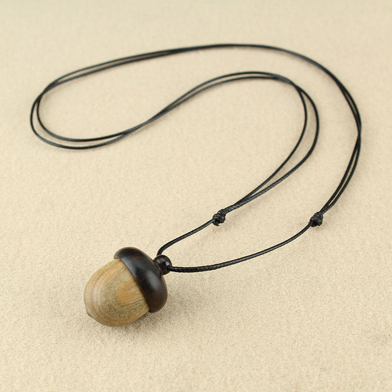 Vintage ebony acorn pendant simple literary accessories