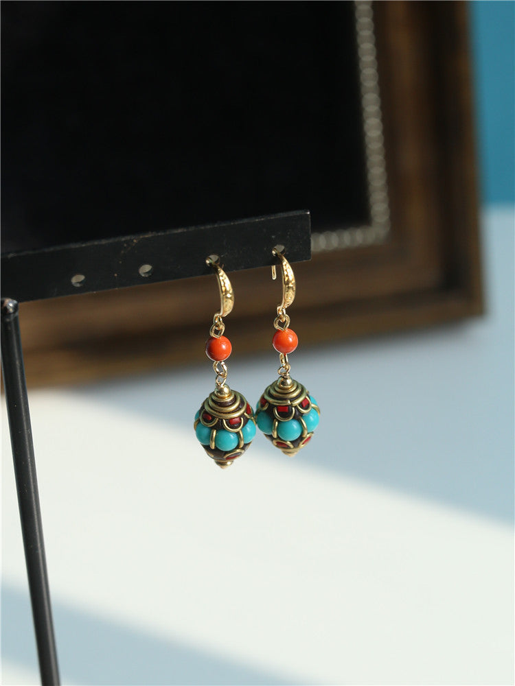 New Nepal exotic earrings jewelry ethnic online celebrity temperament contrast earrings