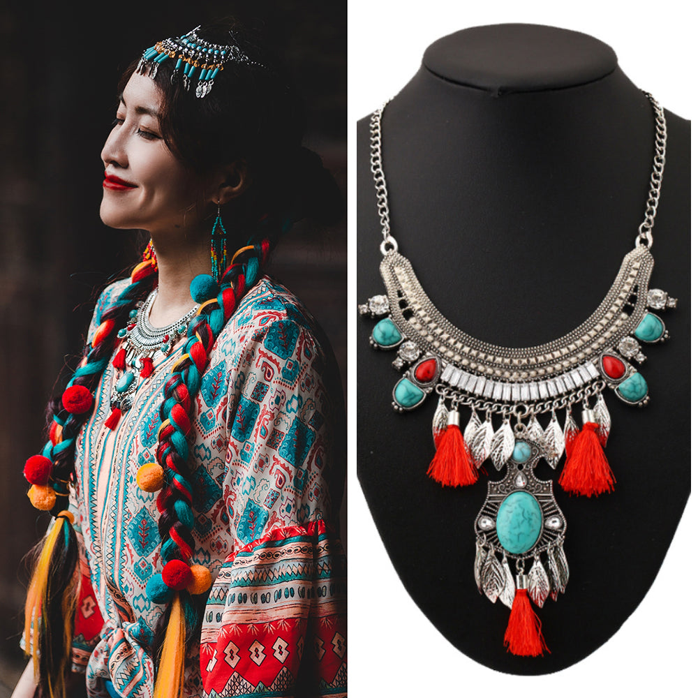 Ethnic Style Tibetan Short Clavicle Necklace, Neck Chain, Collar