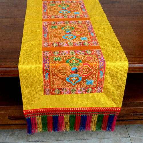 Tibetan-style folk tablecloth retro long table tea tablecloth Buddha hall decoration