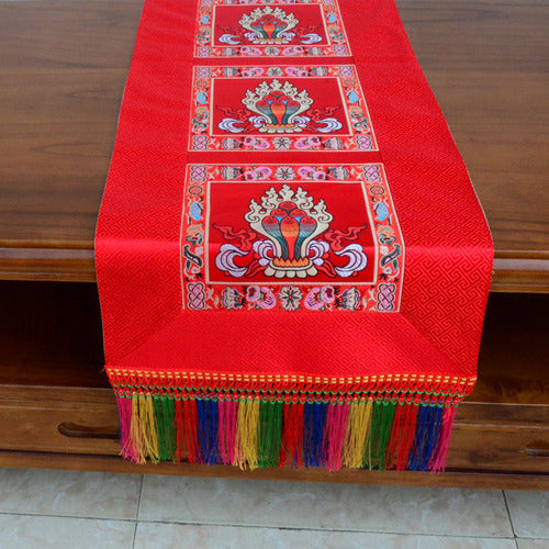 Tibetan-style folk tablecloth retro long table tea tablecloth Buddha hall decoration