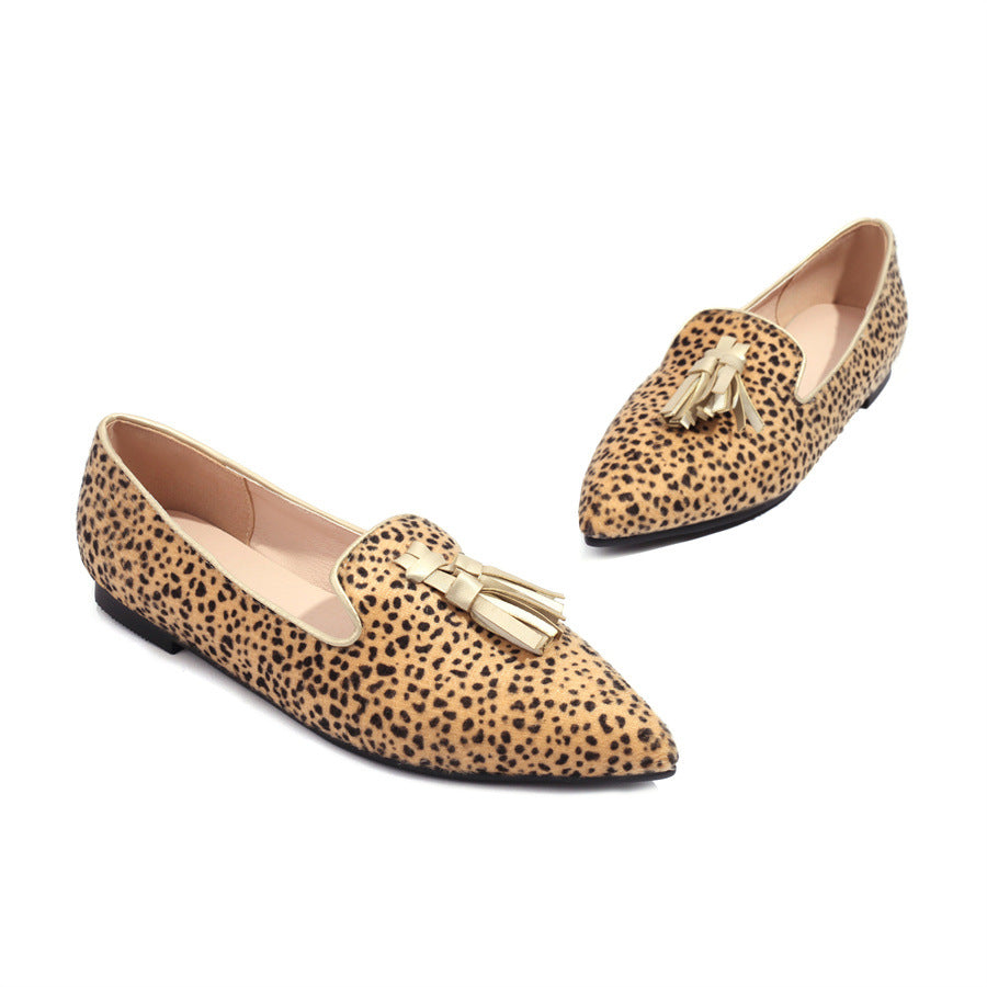 New Fashion Pointed Muller Shoes 40-43 Size Leopard Pattern Casual Single Shoe