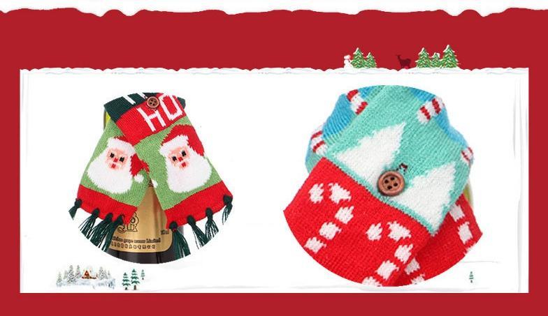 Christmas Knitted Scarf Hat Christmas Wine Bottle Set