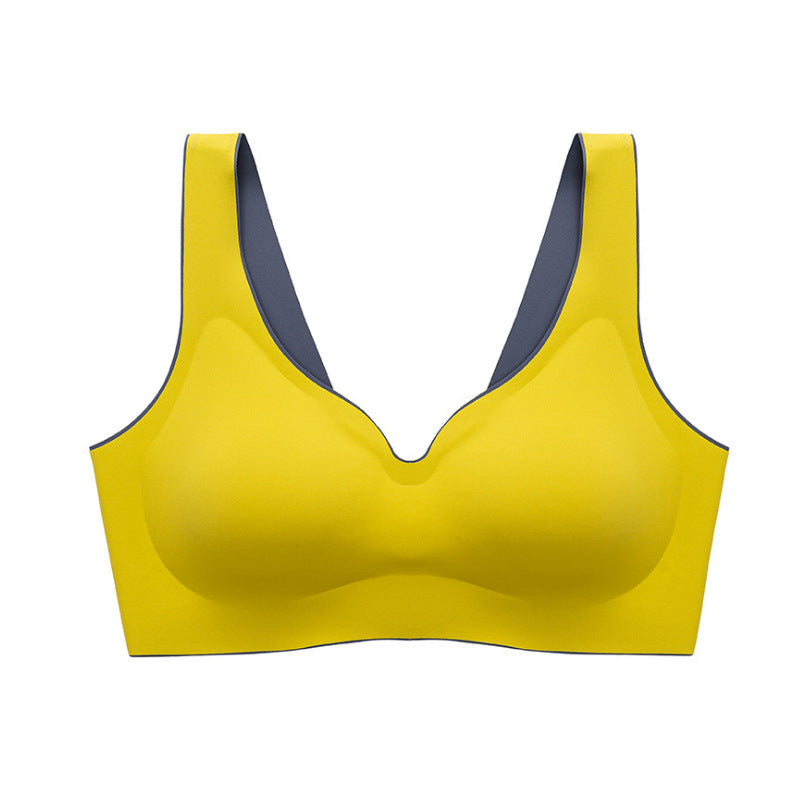 Solid Color Latex Underwear with One-piece Contrasting Color and Beautiful Back, No Rims, Comfortable Buckles, Comfortable Vest Bra Women.