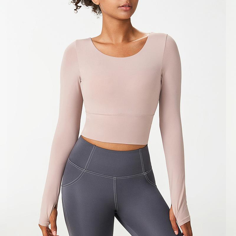 Autumn and winter seamless integrated yoga jacket with chest pad nude sports jacket yoga suit long sleeve